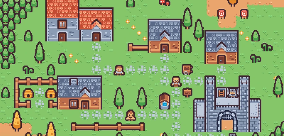 Hamlet — Quests and villagers in a pixel town